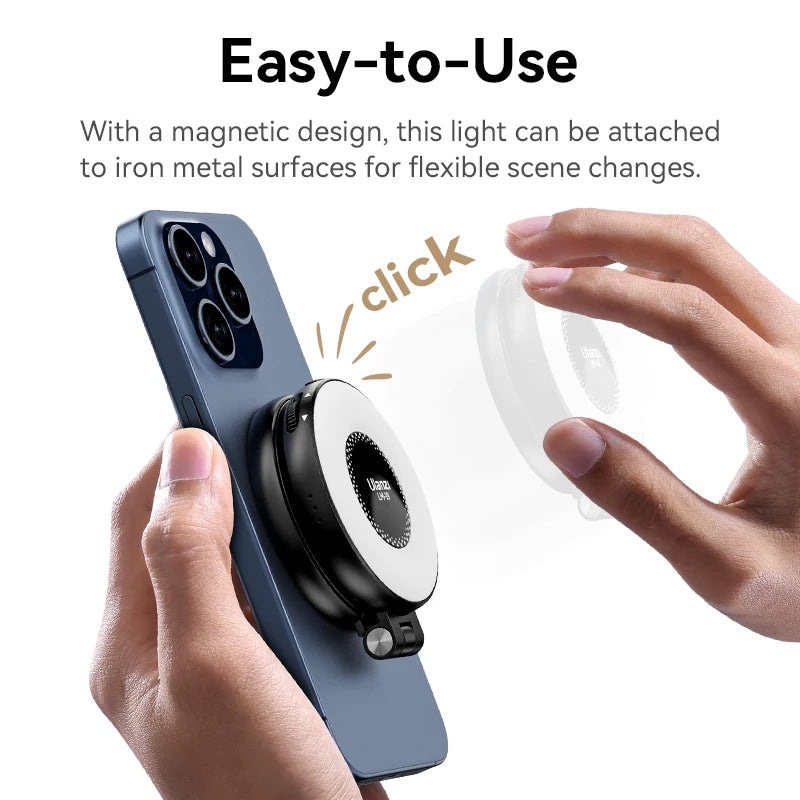 Ulanzi LM19 MagSafe Light CRI 95+ for Vlog Livestream Photograph Bi-Color Flip Fill Light Suitable for Magnetic Mobile Phones
