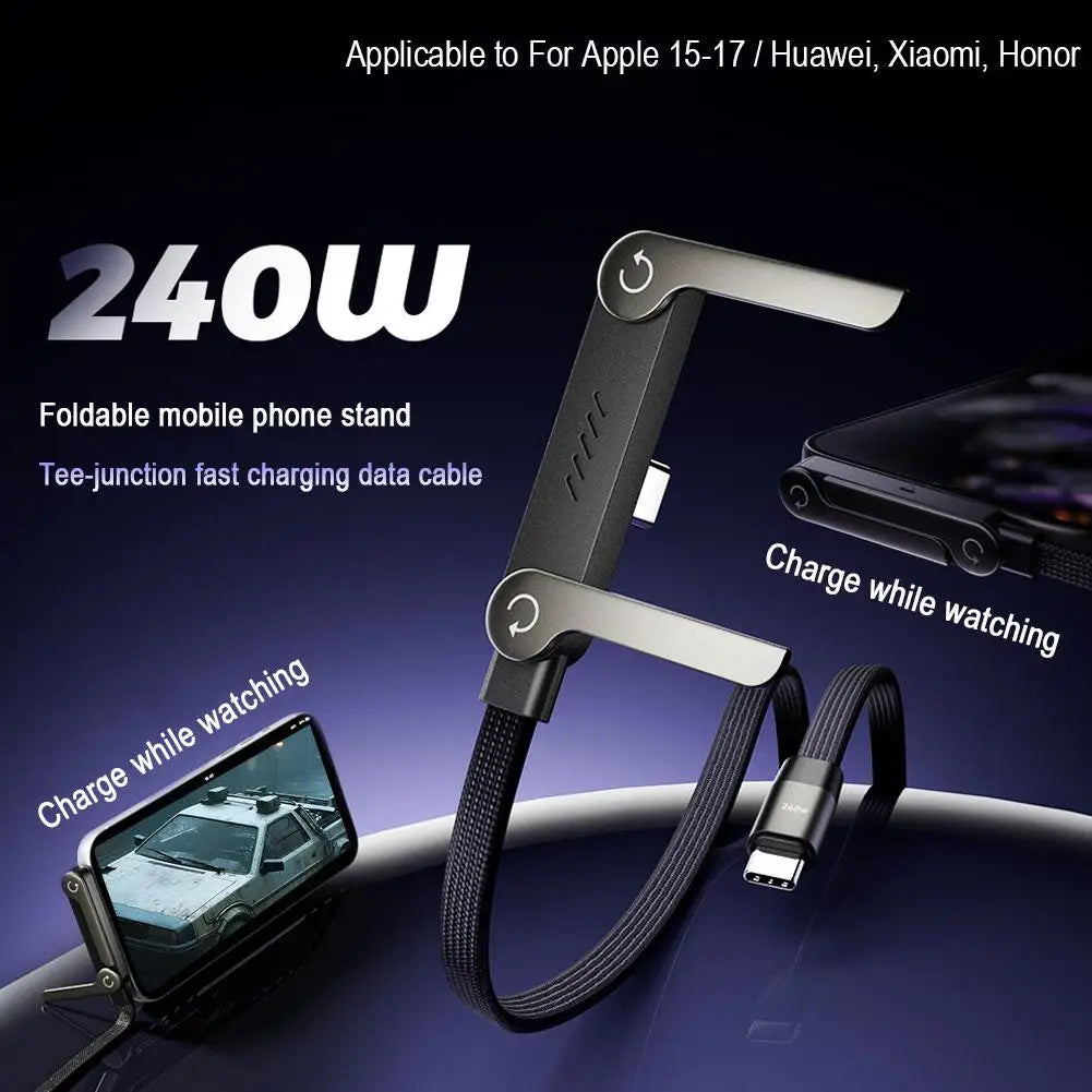 2-in-1 Fast Charging USB-C Cable & Foldable Phone Stand