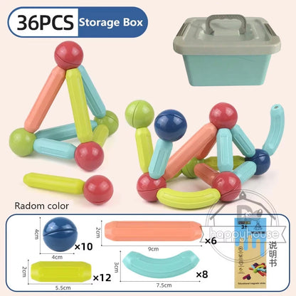 Set di aste magnetiche per costruzioni Montessori – Blocchi di costruzione magnetici per l'istruzione e il gioco dei bambini