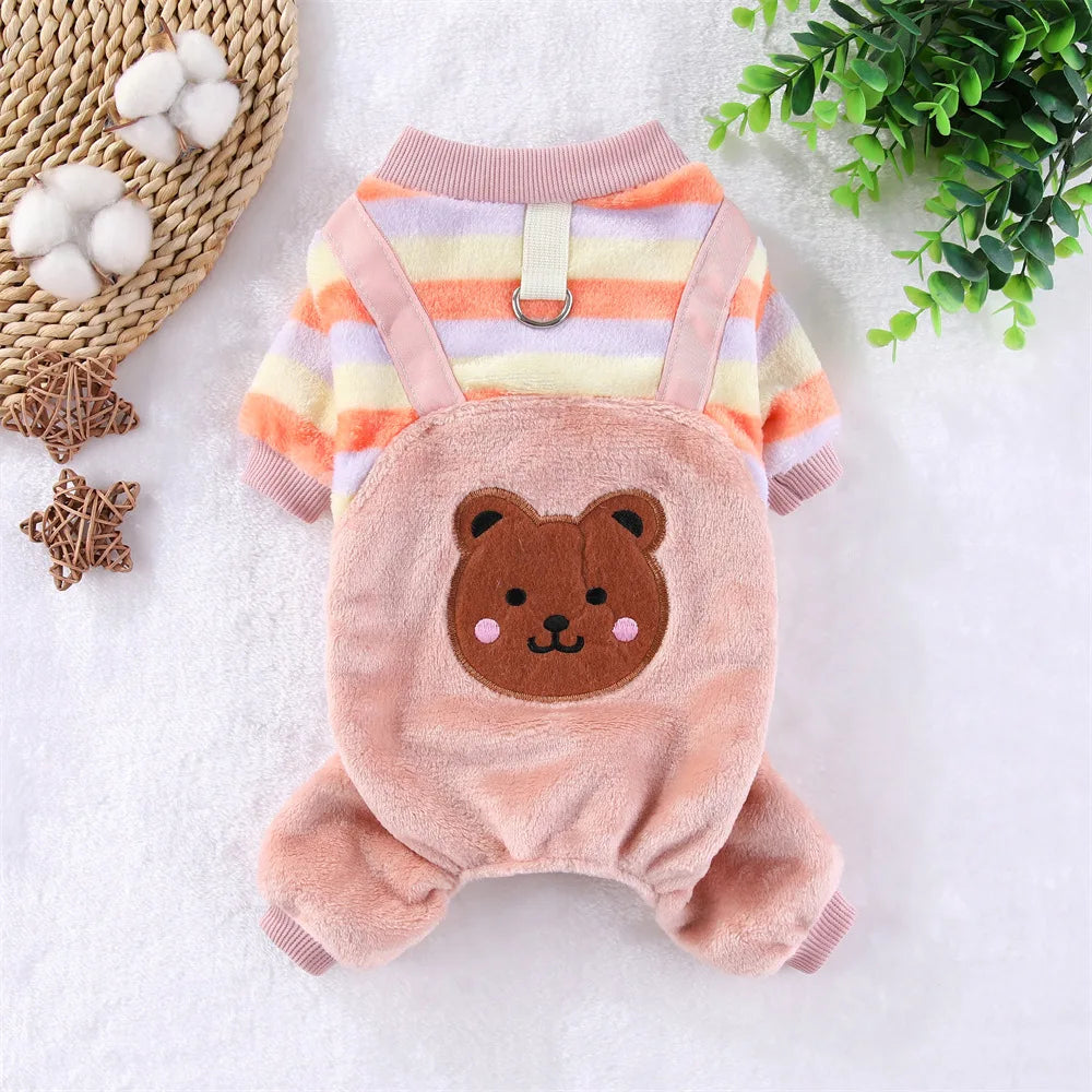 Cosy Winter Fleece Jumpsuit for Dogs & Cats – With Leash Ring