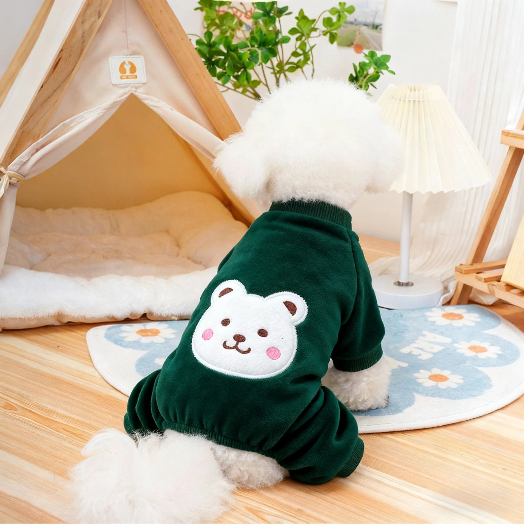 Cosy Winter Fleece Jumpsuit for Dogs & Cats – With Leash Ring
