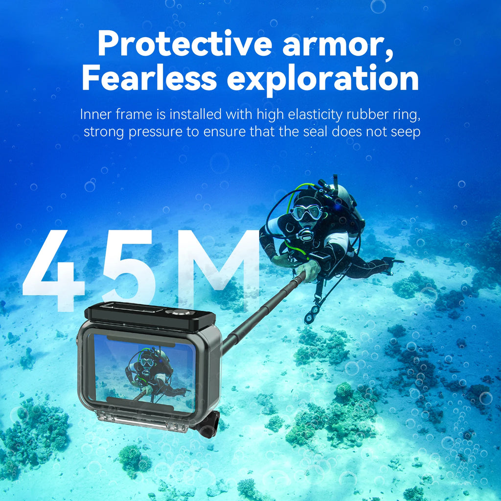 Waterproof Housing for DJI Osmo Action 3–5 Pro | TELESIN 45M Dive Case