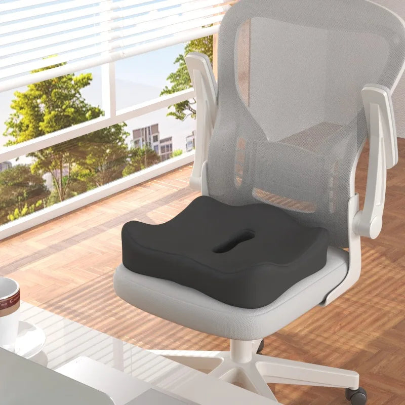 Ergonomic Memory Foam Seat Cushion – 3-Zone Lumbar Support for Office & Car