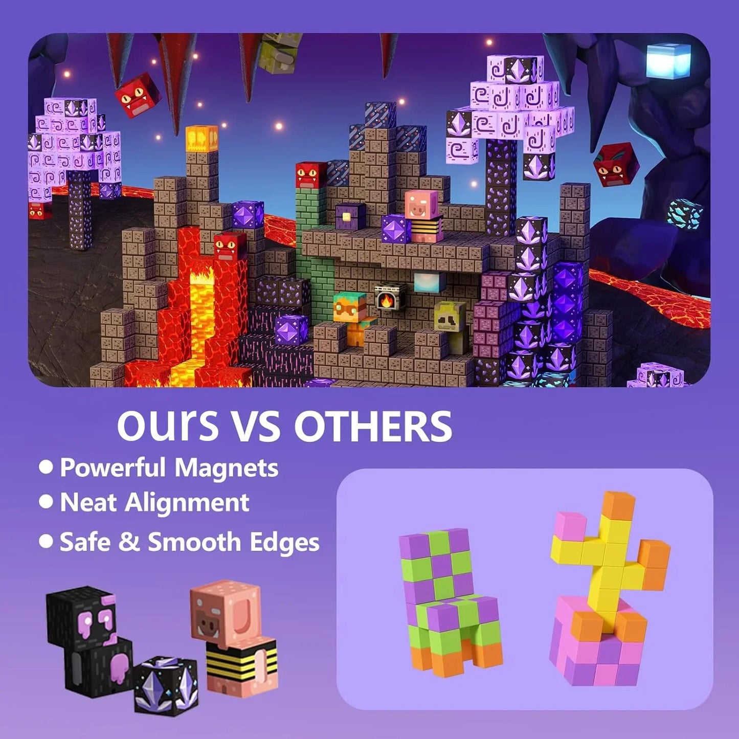 Set di mattoncini magnetici STEM – Blocchi cubici Cave World per bambini – La migliore idea regalo del 2025 