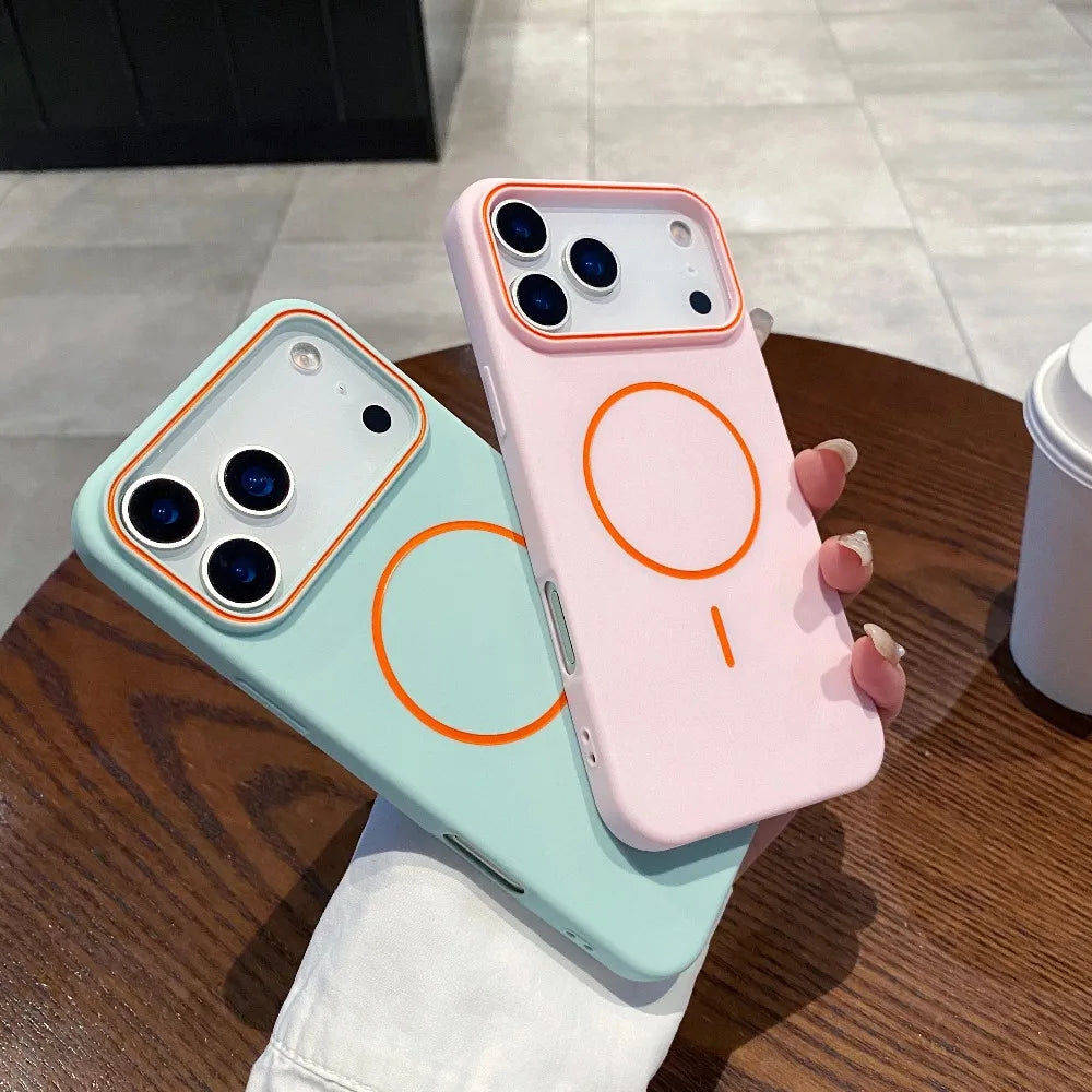 Soft Touch MagSafe Phone Cover – Wireless Charging for iPhone 11–17
