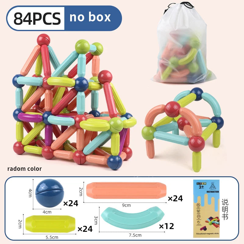 Set di aste magnetiche per costruzioni Montessori – Blocchi di costruzione magnetici per l'istruzione e il gioco dei bambini