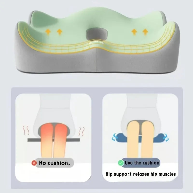 Ergonomic Memory Foam Seat Cushion – 3-Zone Lumbar Support for Office & Car