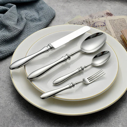 Elegant Roman Handle Dinnerware, Dishwasher Safe-5 Piece 18/10 Stainless Steel Cutlery Set