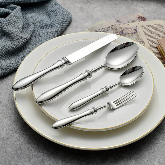 Elegant Roman Handle Dinnerware, Dishwasher Safe-5 Piece 18/10 Stainless Steel Cutlery Set