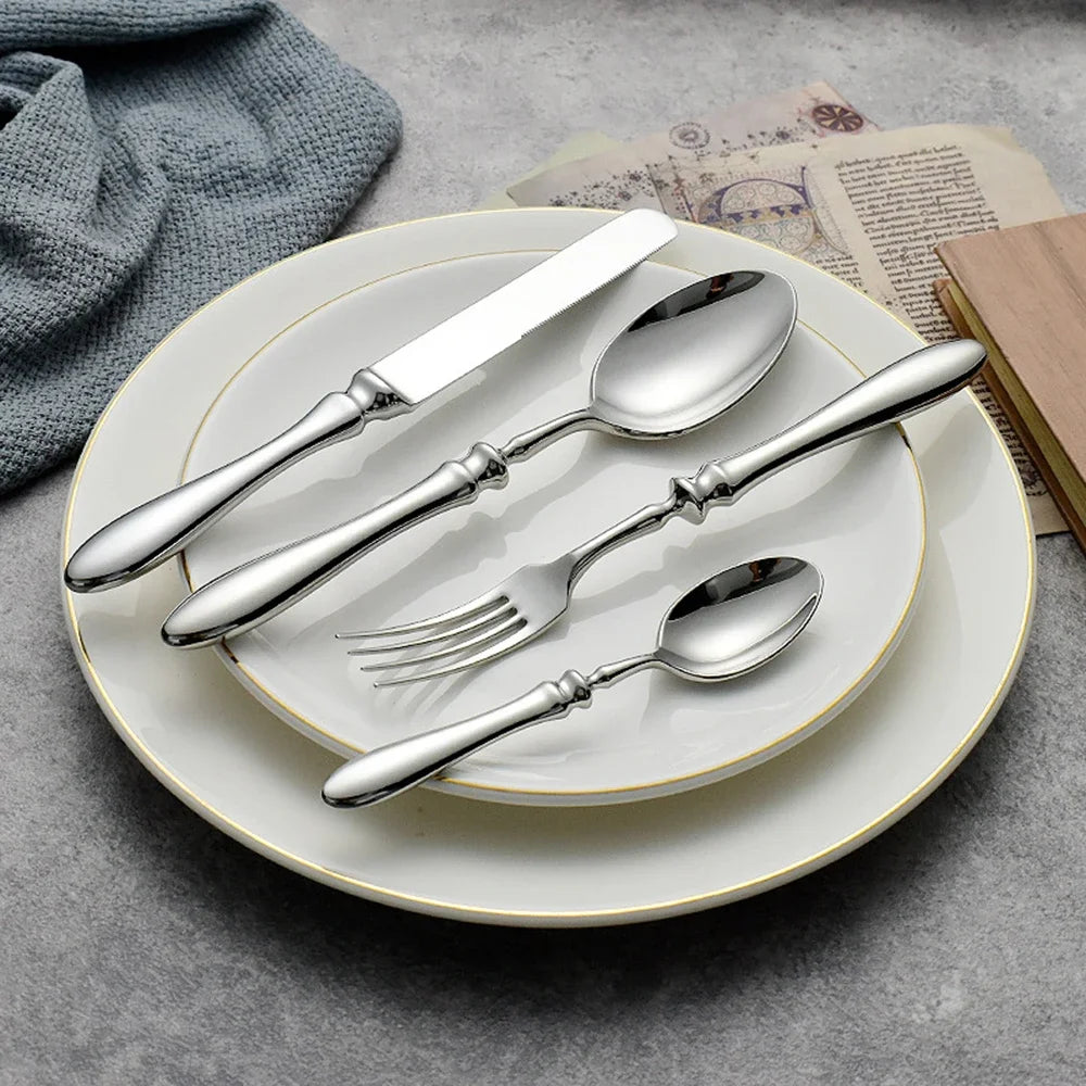 Elegant Roman Handle Dinnerware, Dishwasher Safe-5 Piece 18/10 Stainless Steel Cutlery Set