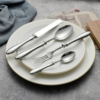 Elegant Roman Handle Dinnerware, Dishwasher Safe-5 Piece 18/10 Stainless Steel Cutlery Set