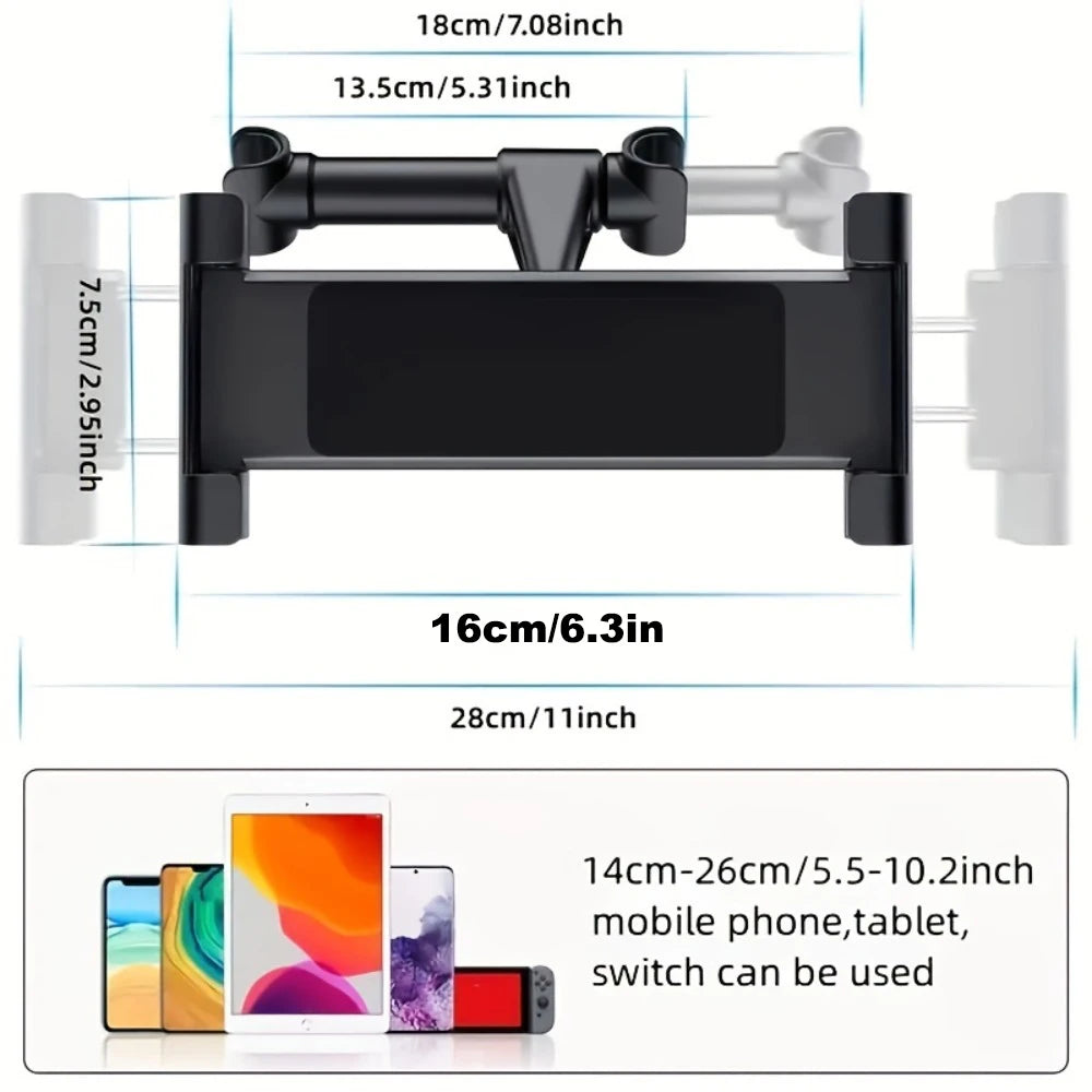 Universal Car Tablet Holder – Secure Headrest Mount for 4.7"–12.9" Devices