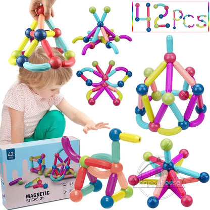 Set di aste magnetiche per costruzioni Montessori – Blocchi di costruzione magnetici per l'istruzione e il gioco dei bambini