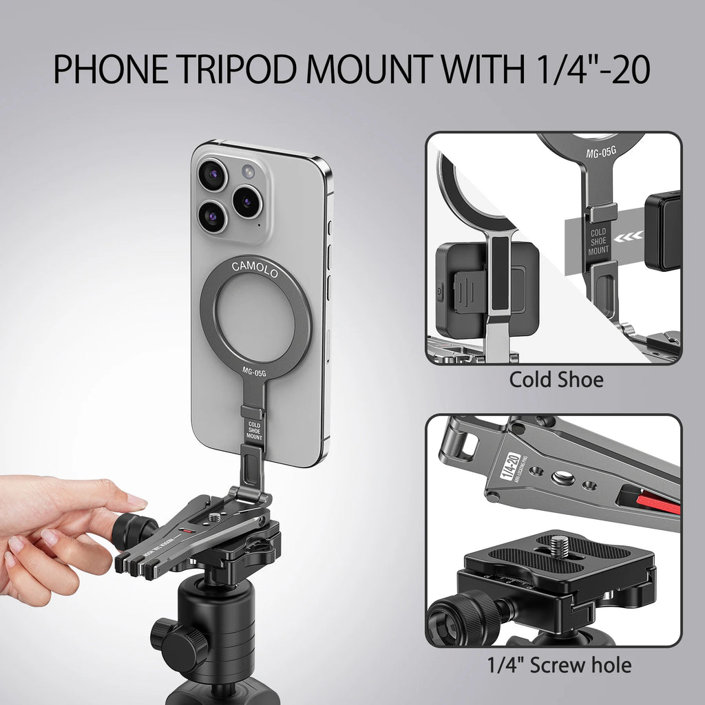 Camolo Magnetic Pocket Tripod with MagSafe Ring for iPhone & Android