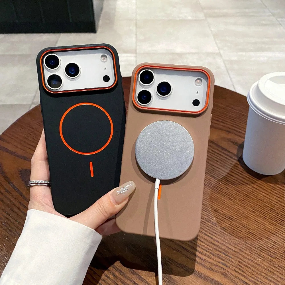 Soft Touch MagSafe Phone Cover – Wireless Charging for iPhone 11–17