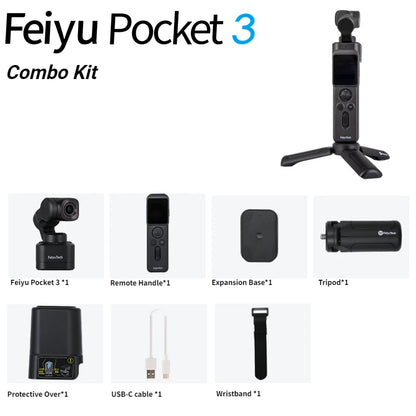 Feiyu Pocket 3 Kit – 4K Gimbal Camera with AI Tracking & Magnetic Mount