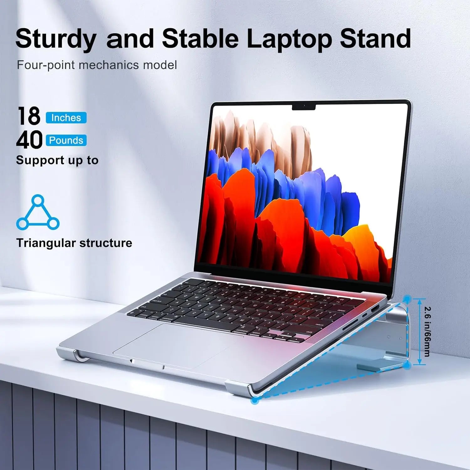 Aluminium Laptop Cooling Stand – Adjustable Desk Riser