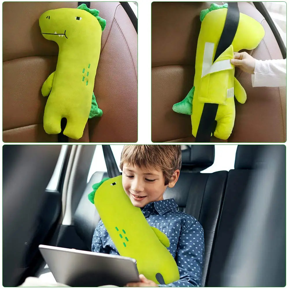 Dinosaur Seatbelt Pillow for Kids – Comfy Car & Stroller Cushion