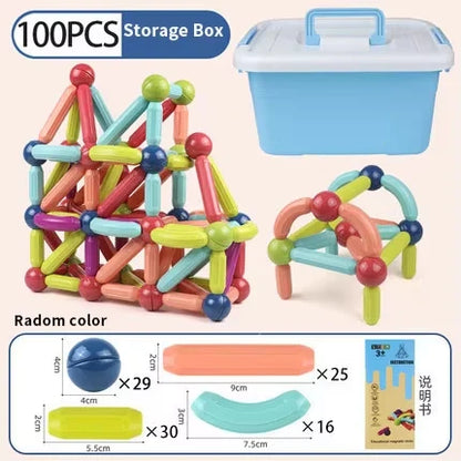 Set di aste magnetiche per costruzioni Montessori – Blocchi di costruzione magnetici per l'istruzione e il gioco dei bambini