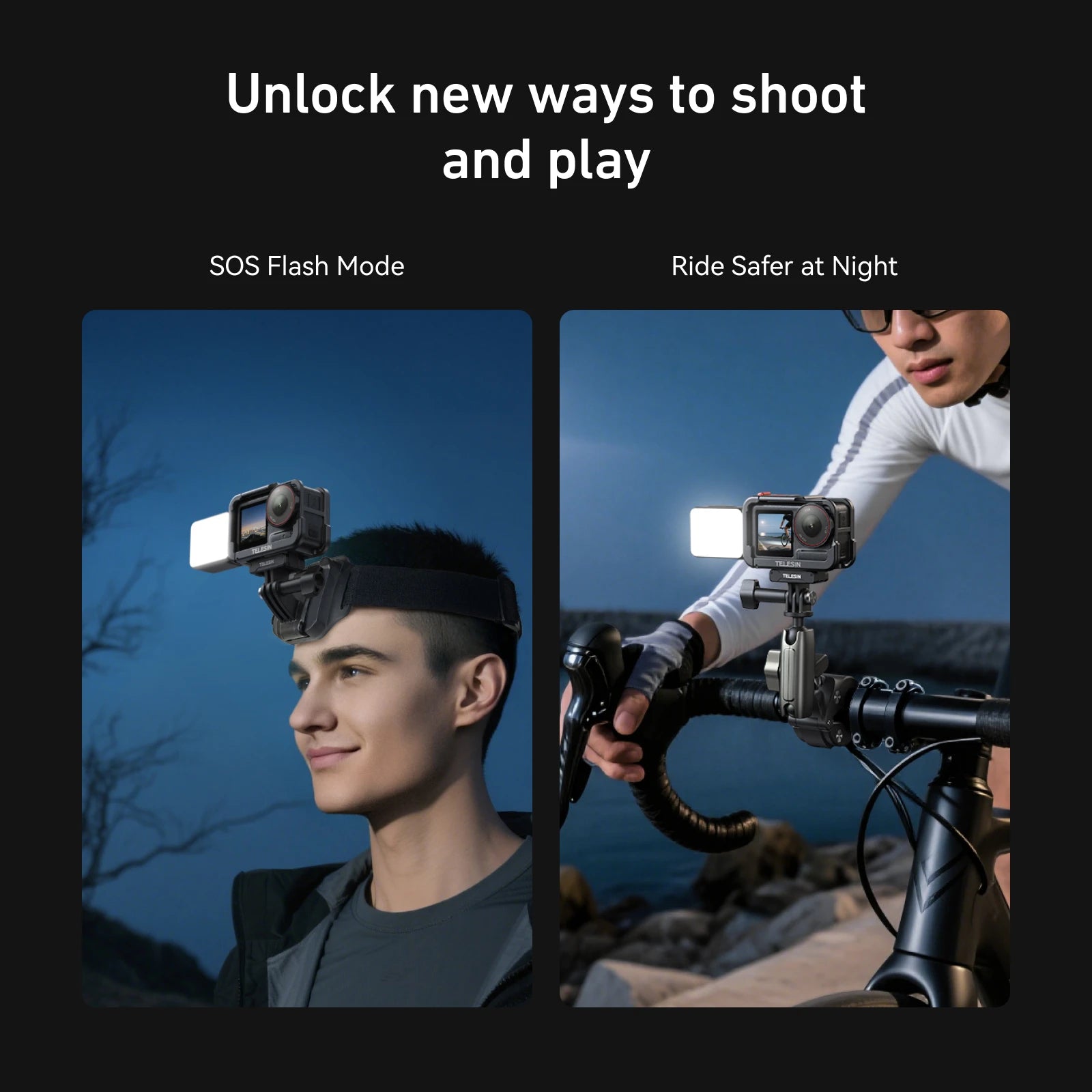 Mini Waterproof Selfie Light | TELESIN Quick Release for DJI Osmo Action 2–5 Pro