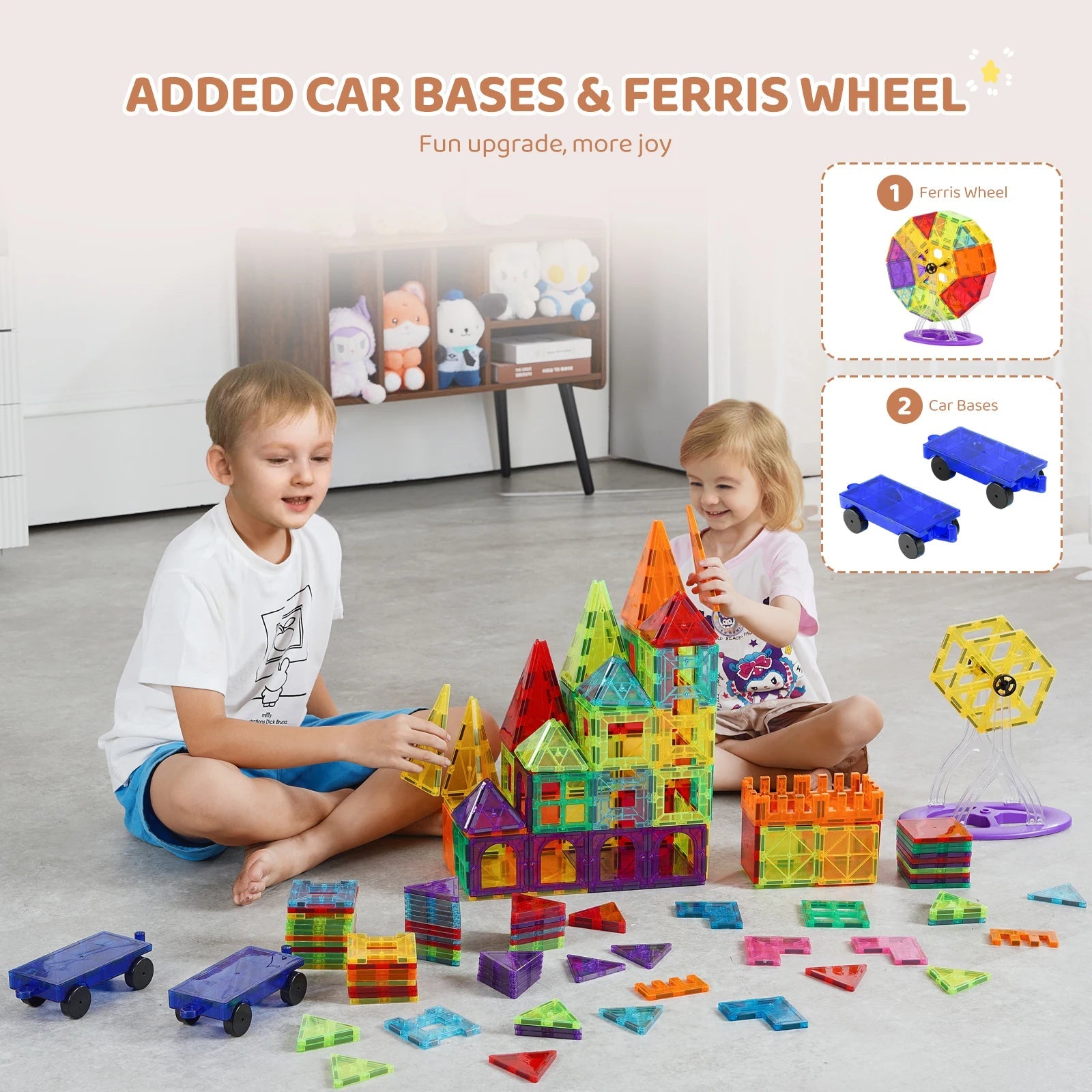 Set di tessere magnetiche educative - 180 pezzi SucceBuy Montessori STEM Toy per l'apprendimento e il gioco dei bambini 