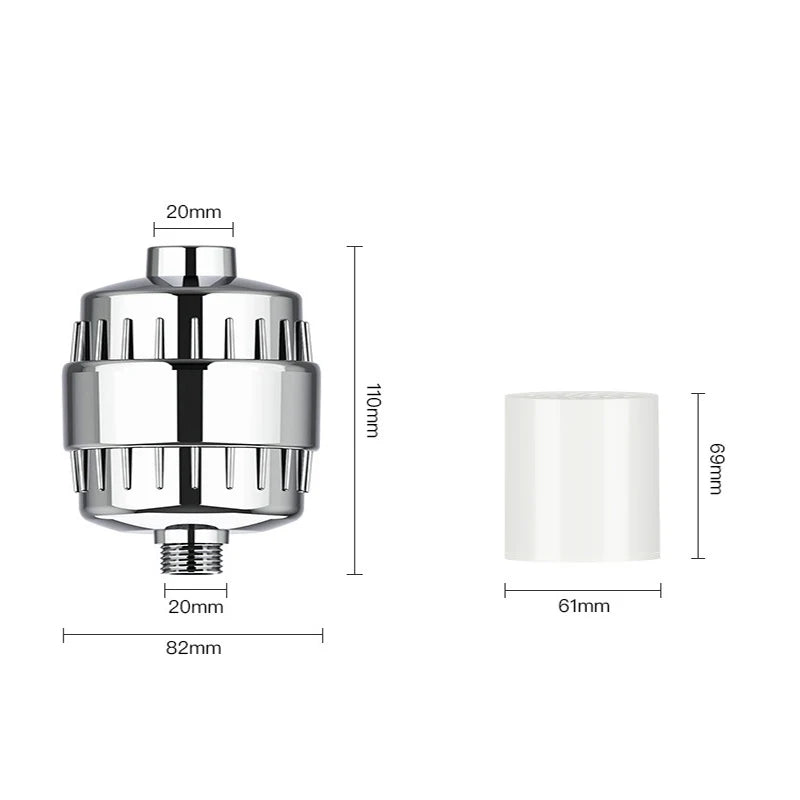 Filtro per soffione doccia per acqua dura | Rimuove il cloro e ammorbidisce la pelle – 20 fasi 