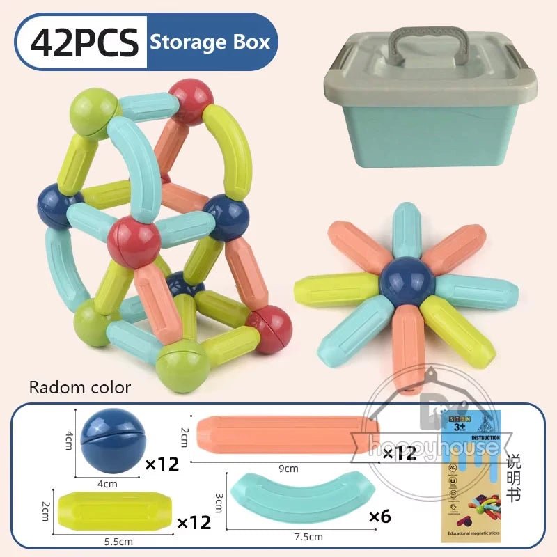 Set di aste magnetiche per costruzioni Montessori – Blocchi di costruzione magnetici per l'istruzione e il gioco dei bambini