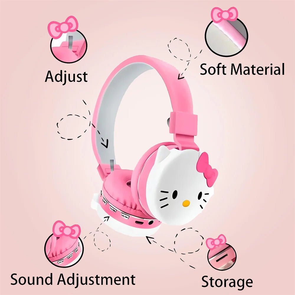 Cuffie wireless Hello Kitty – Auricolari rosa carini con microfono 