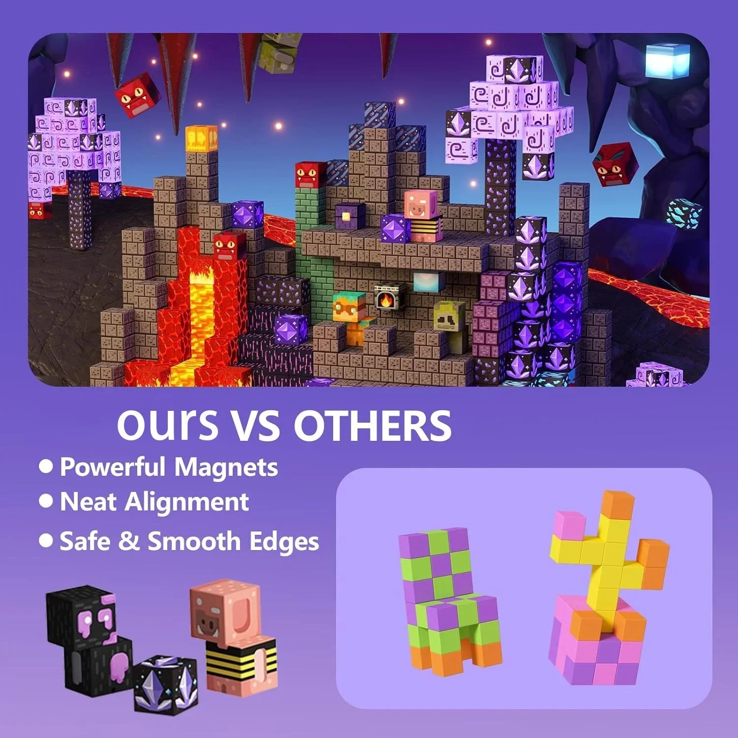 Set di mattoncini magnetici STEM – Blocchi cubici Cave World per bambini – La migliore idea regalo del 2025 