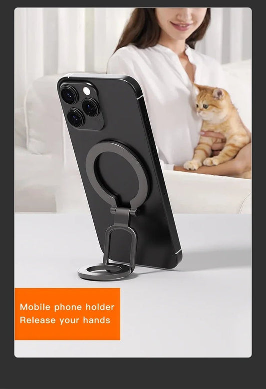 Strong Rotating Magnetic 3-in-1 iPhone Stand & Ring Grip- (14/15/16)