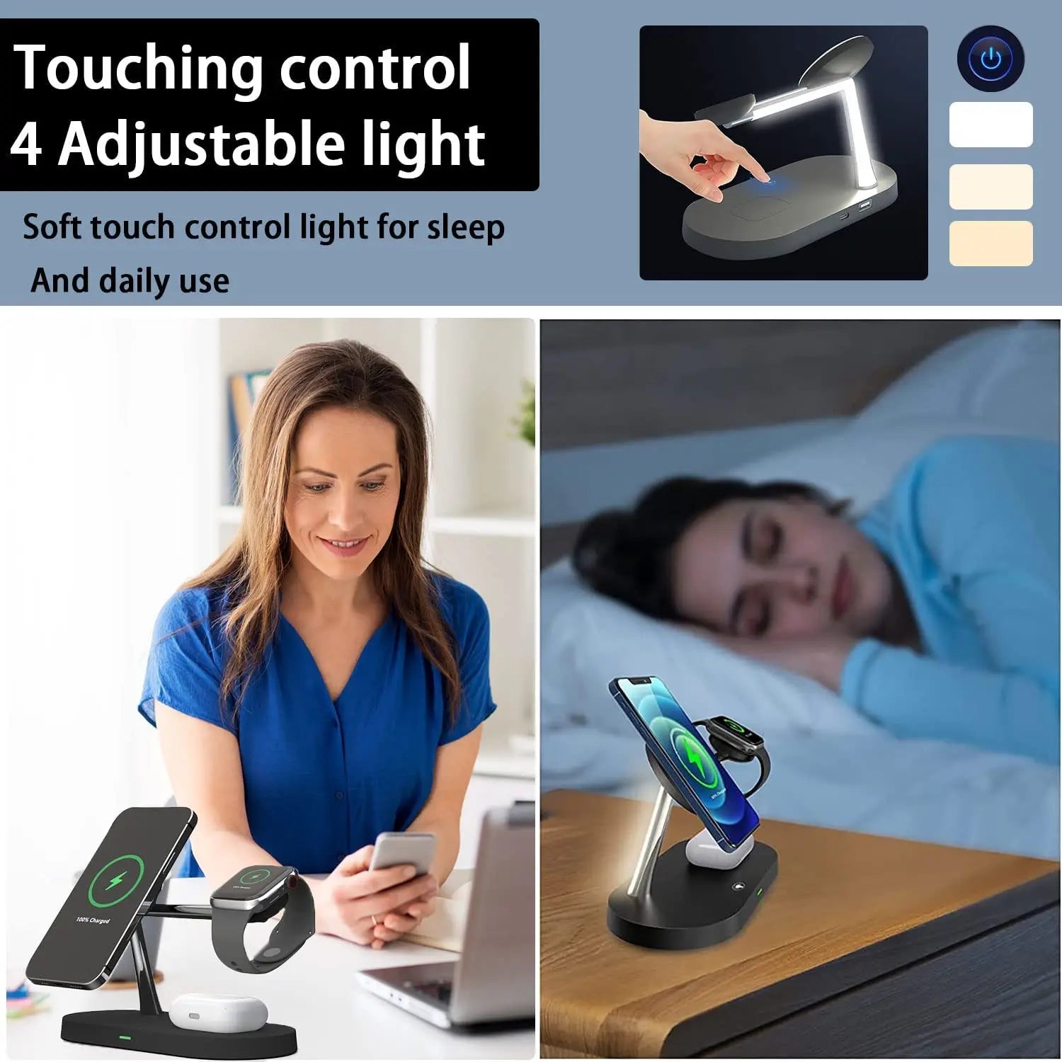 TriPower Wireless Charger for iPhone, Watch & AirPods