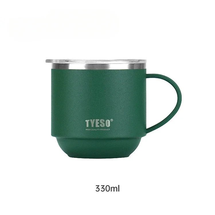 Tazza da caffè Tyeso Everyday – Tazza in acciaio inossidabile resistente con coperchio trasparente 