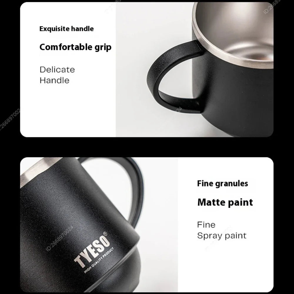 Tazza da caffè Tyeso Everyday – Tazza in acciaio inossidabile resistente con coperchio trasparente 